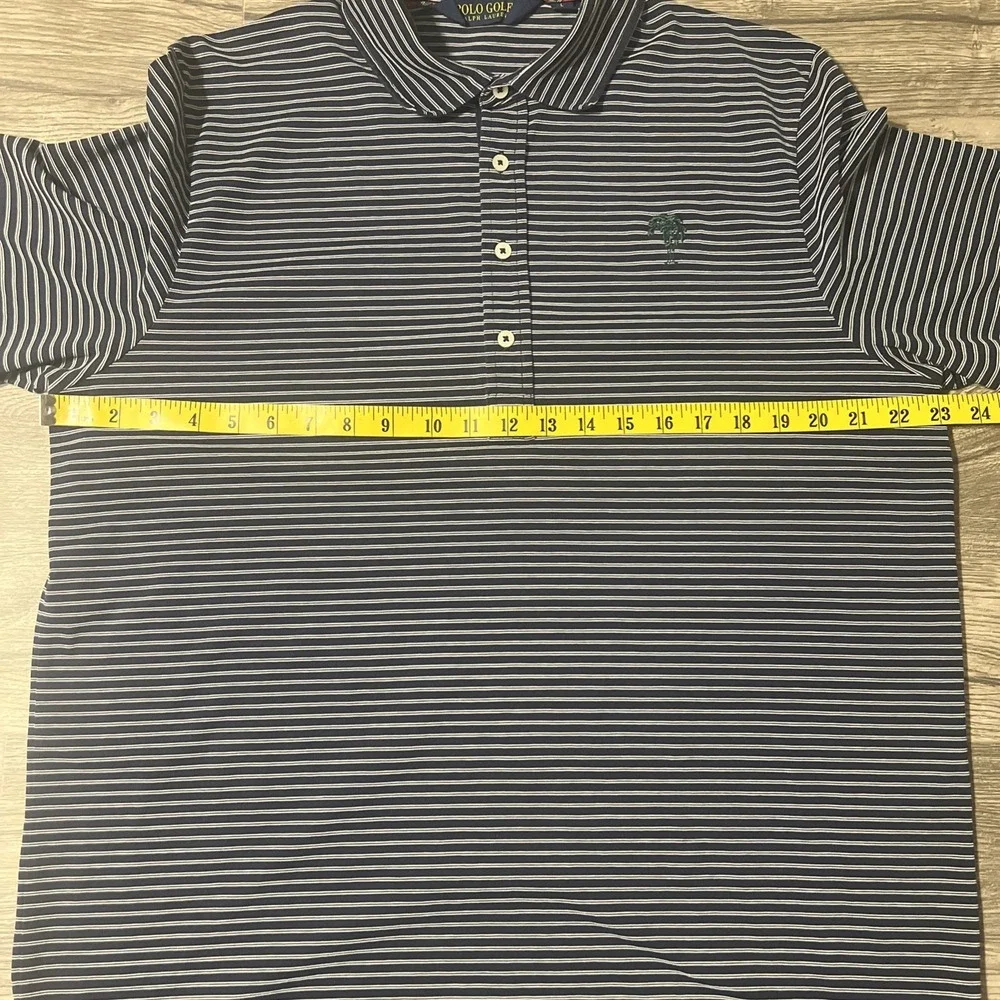 Ralph Lauren Performance Stretch Lisle Navy Striped Golf Polo Size Large